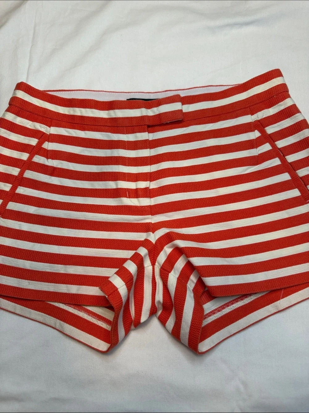 J. Crew Orange and White Striped Athletic Shorts